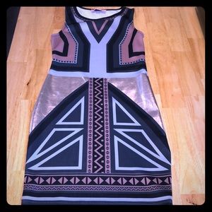 Block printed bodycon dress